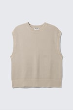 Beige - Strikket bomullsvest med løs passform - 0
