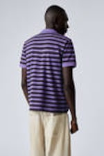 Striped Lilac - Short-Sleeved Cotton Piqué Polo Shirt - 2