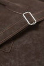Dark Brown - Strappy Faux Leather Bag - 3