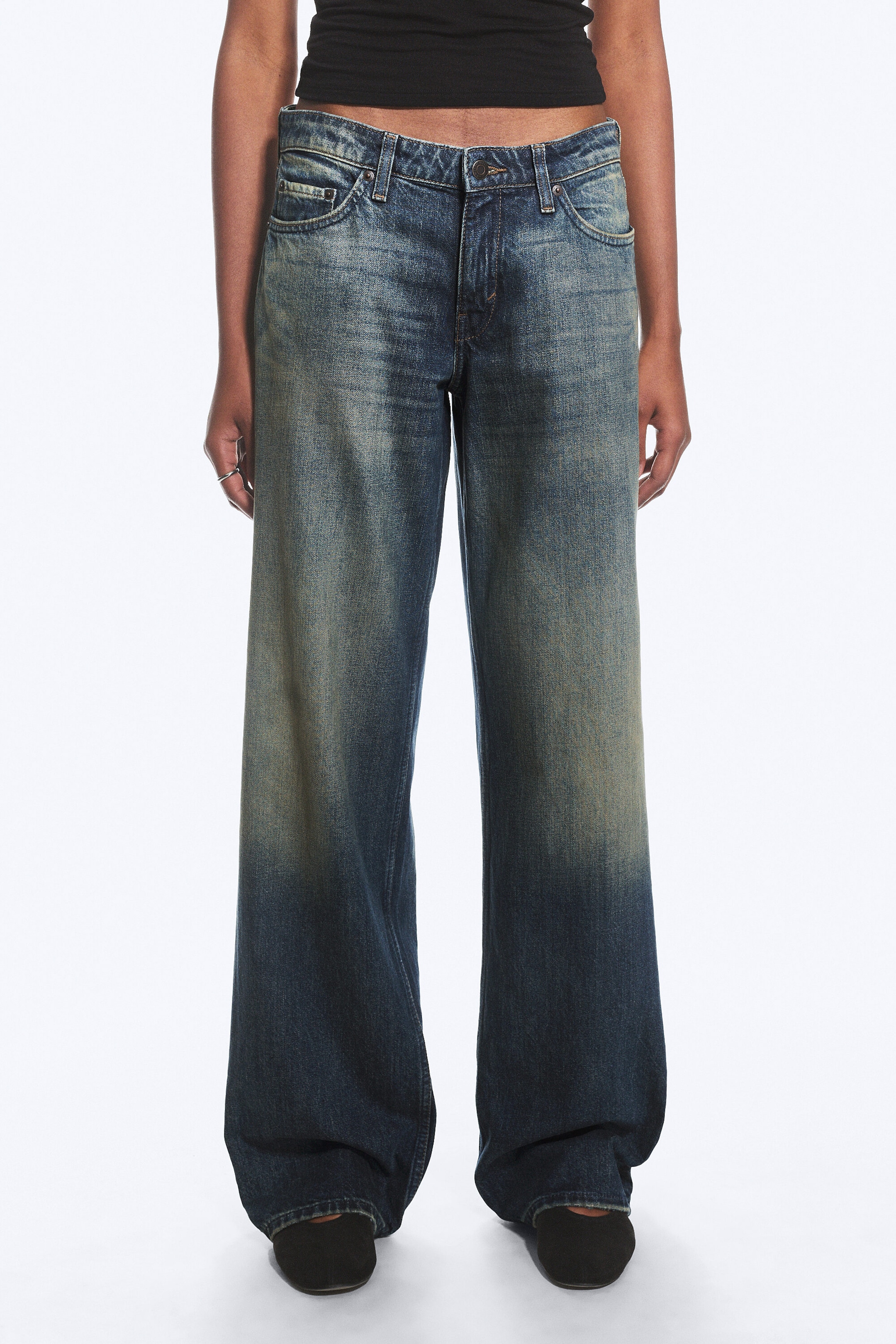 Baltic Blue - Dark Blue - Ample Low Rise Loose Wide Jeans - 2