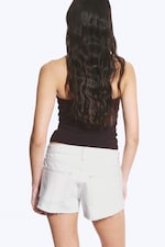 Dunkelbraun - Strass - Tube-Top mit Strasssteinen - 2