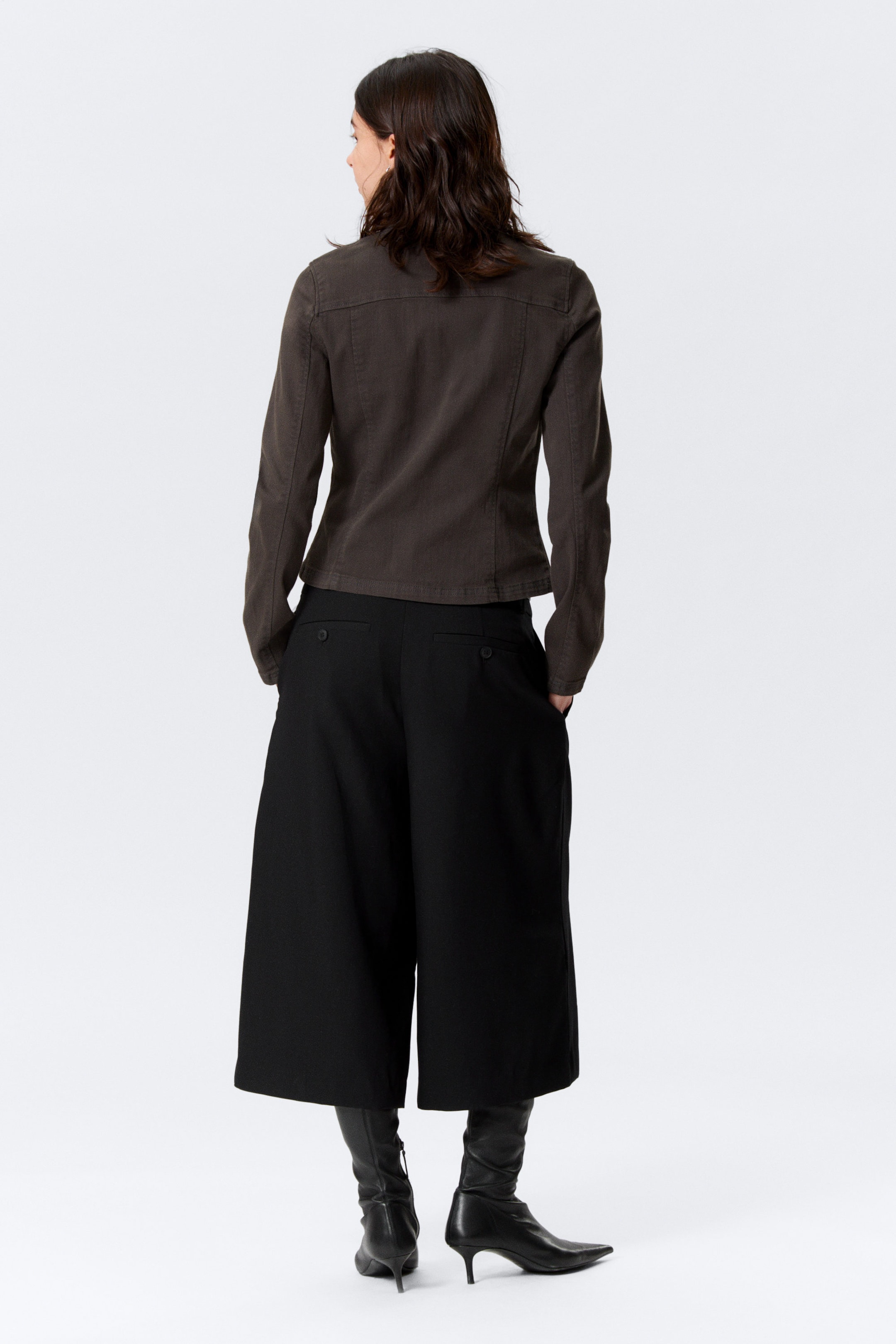 Dark Grey - GENEVIEVE SLIM STRUCTURED COTTON ZIP JACKET - 3