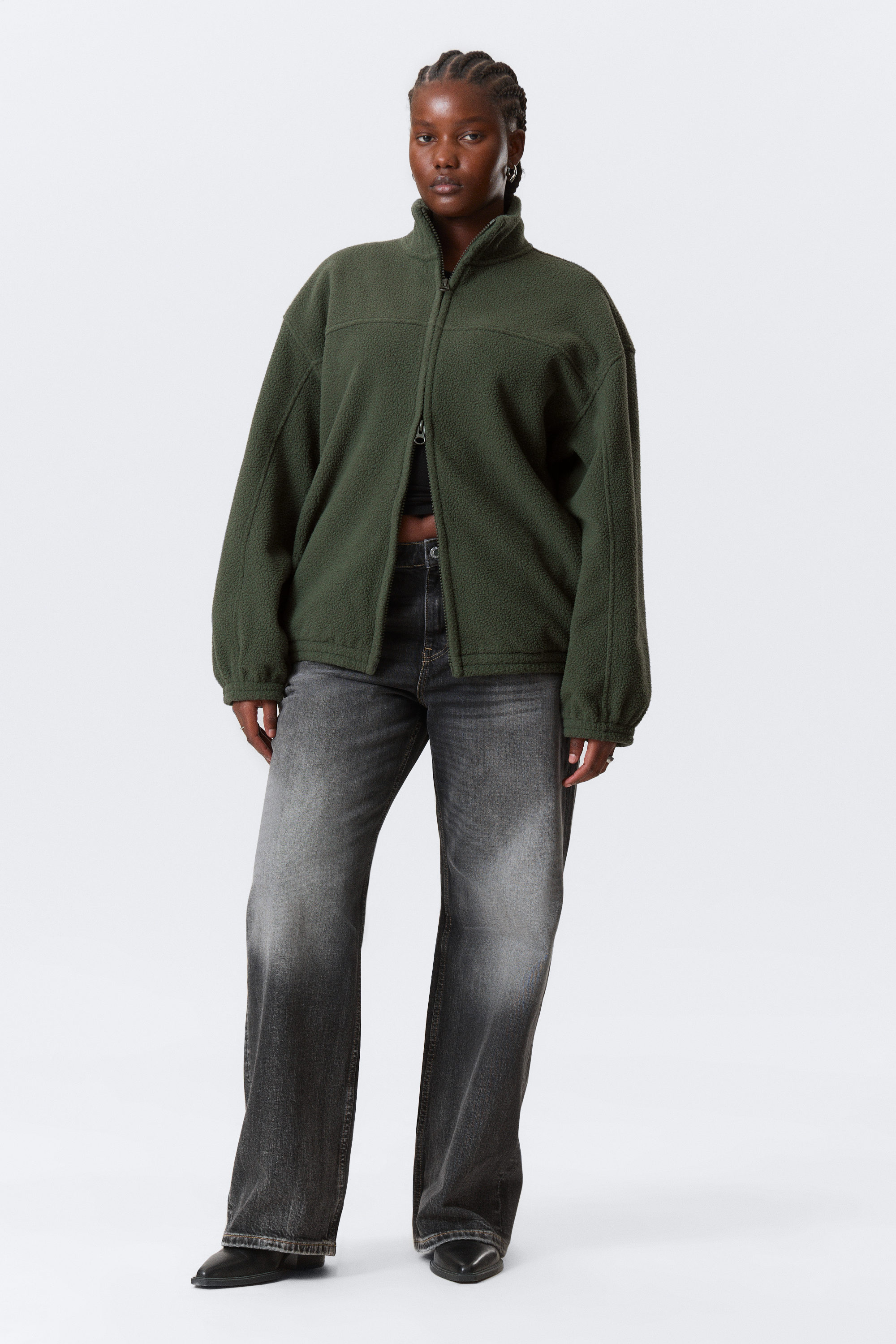 Dark Green - Fleece Zip Jacket - 2