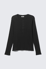 Black - Long-Sleeved Henley T-shirt - 4