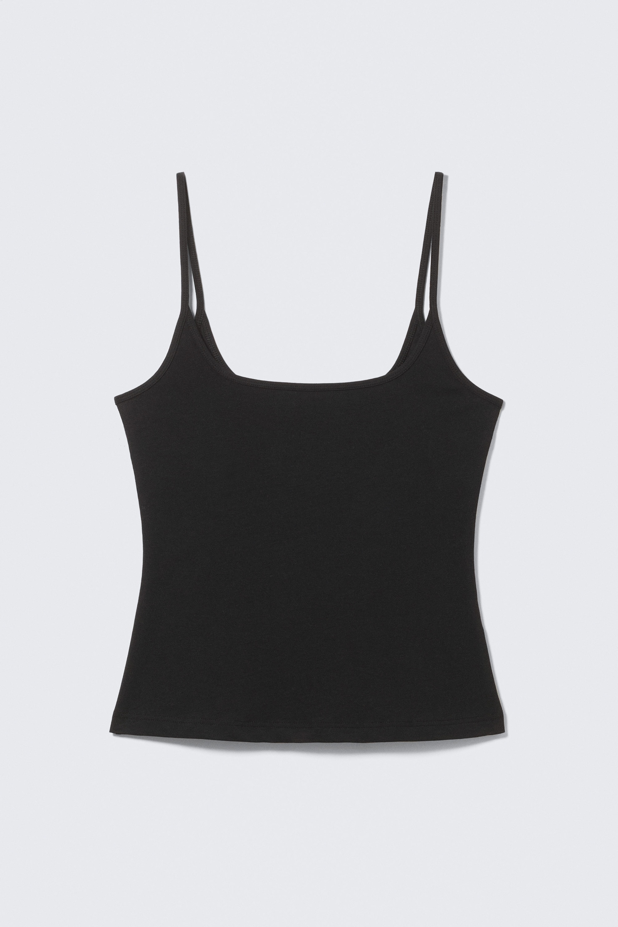 Black - Slim Strap Tank Top - 0