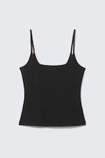 Black - Slim Strap Tank Top - 0