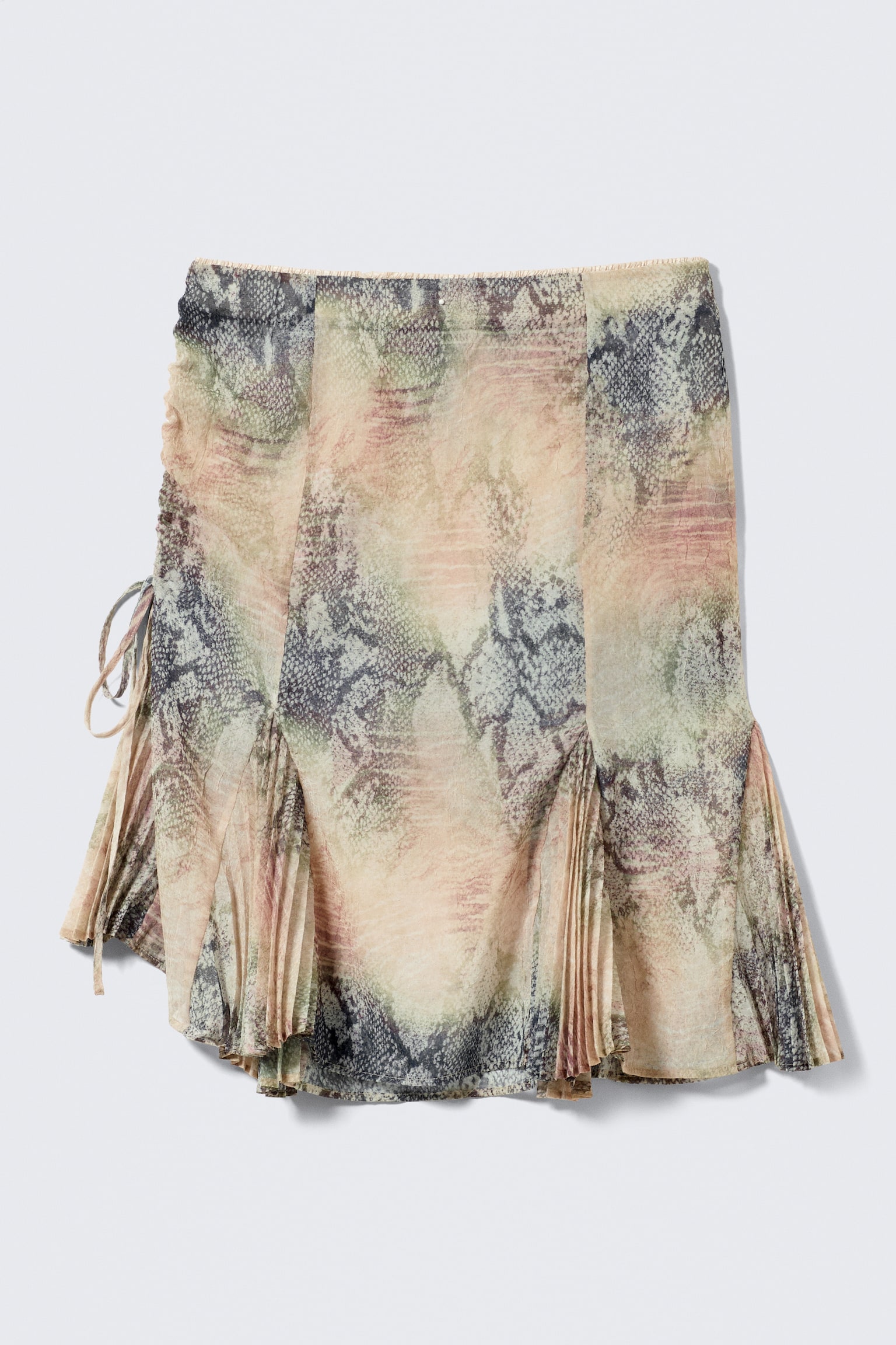 Alacsony derekú sellő midi szoknya - Bézs - kígyóbőr mintás - 2