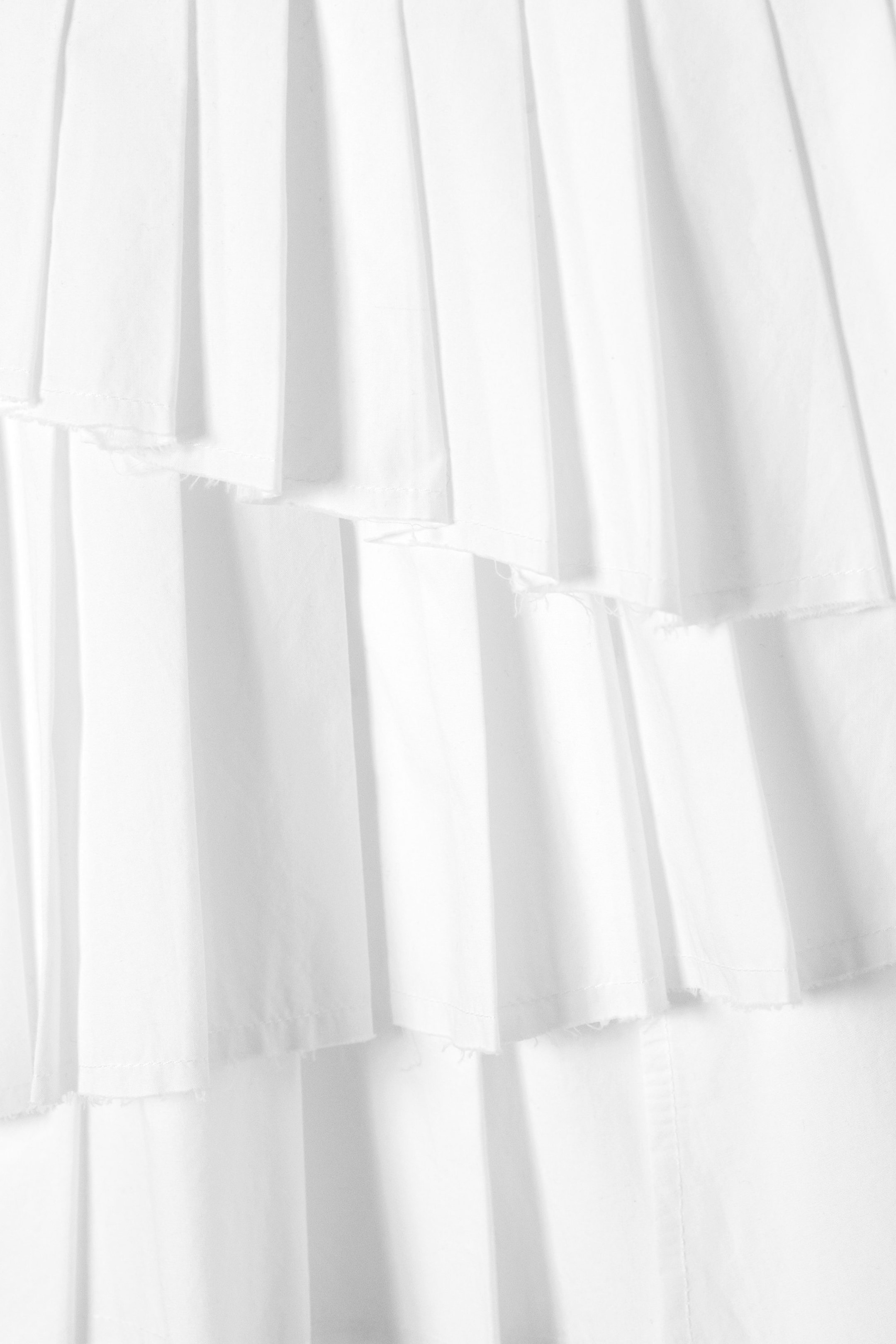 White - Pleated Layered Mini Skirt - 4