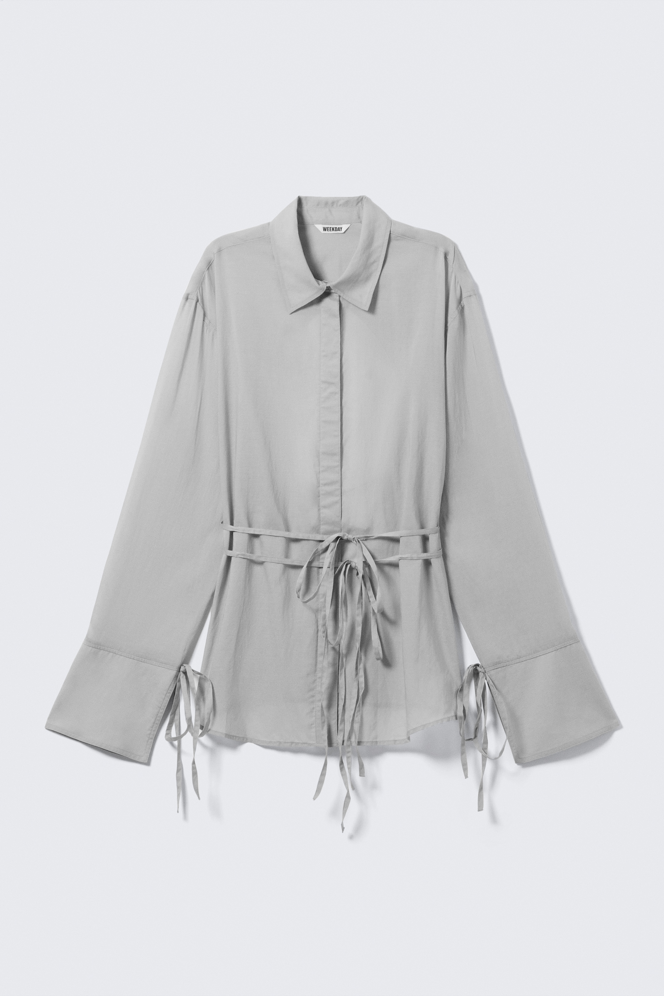 Näytä suurempi kuva: Pitkähihainen avoselkäinen solmitoppi - Murrettu harmaa - NAISET | H&M FI 4