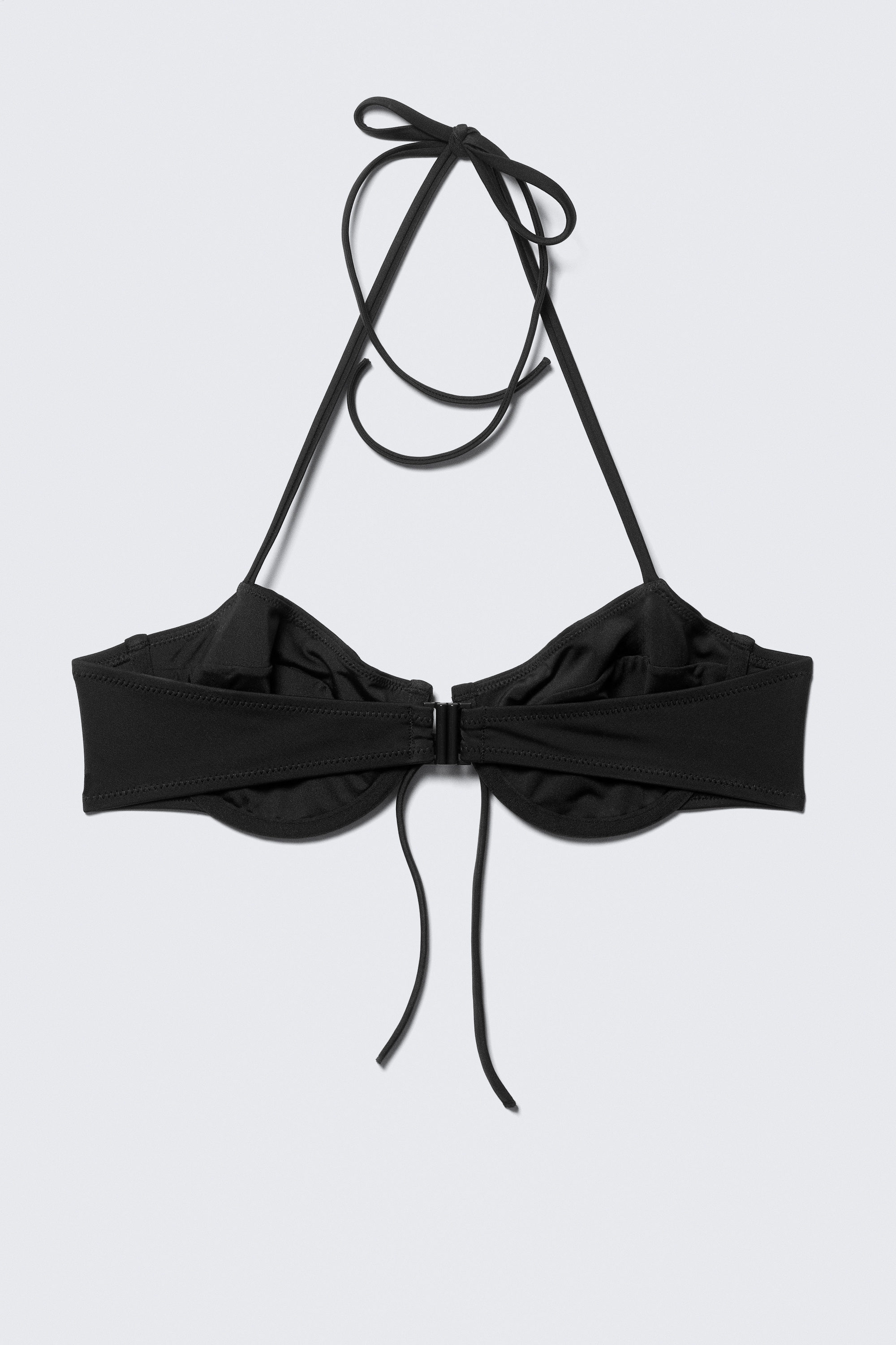 Svart - Strappy halter-bikinitopp med bygel - 4