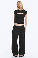 Black - Aya Pleated Trousers - 0