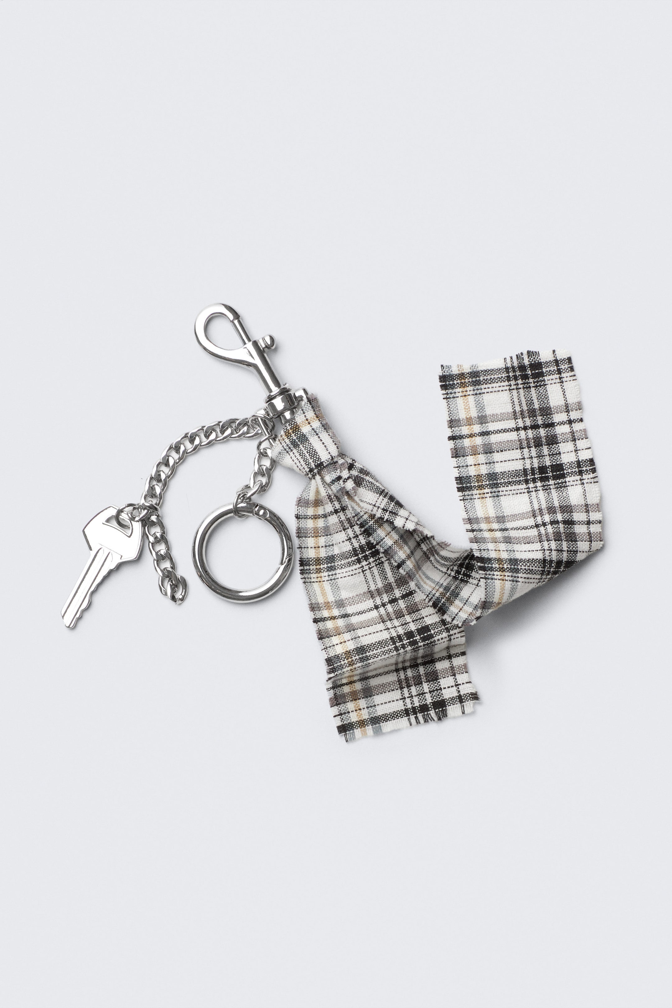 Checked Fabric - Multi-Charm Keyring - 2