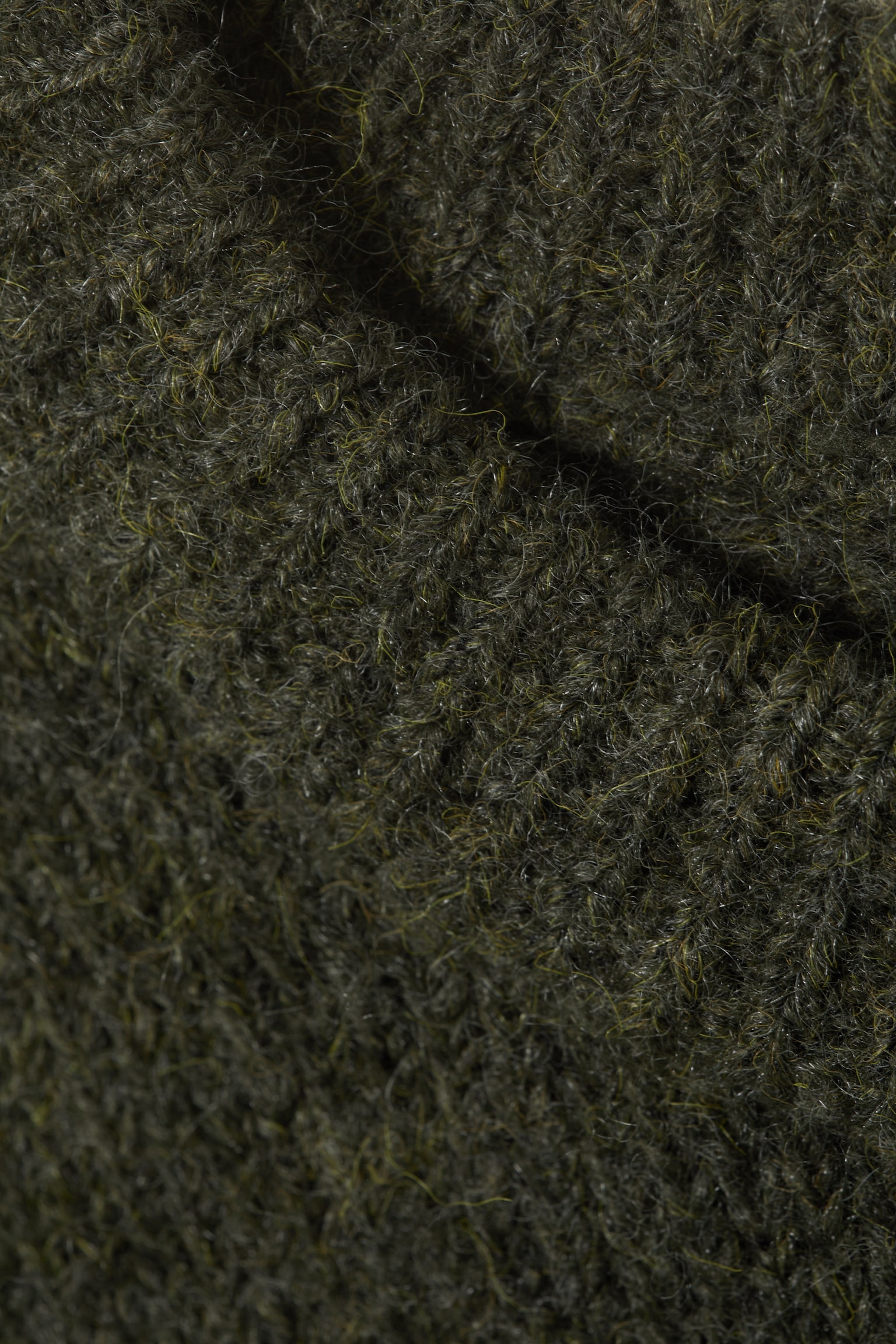 Regular Knitted Wool-Blend Sweater - Dark Green/Dark Grey - 5