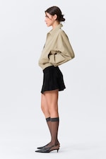 Schwarz - Mini-Wickelrock aus Wildleder - 0