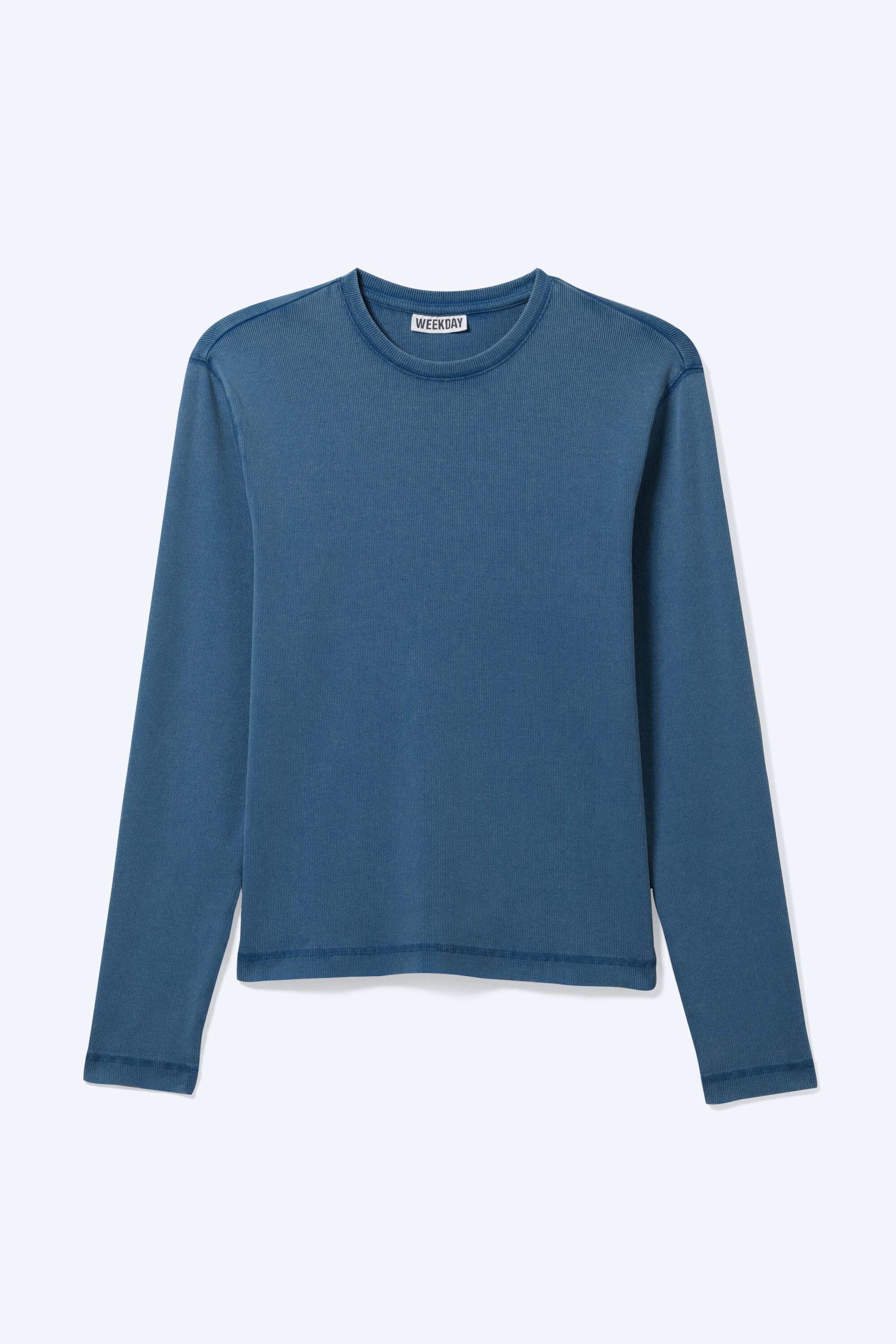 Tvättad mörkblå - Ribbad långärmad T-shirt - 4