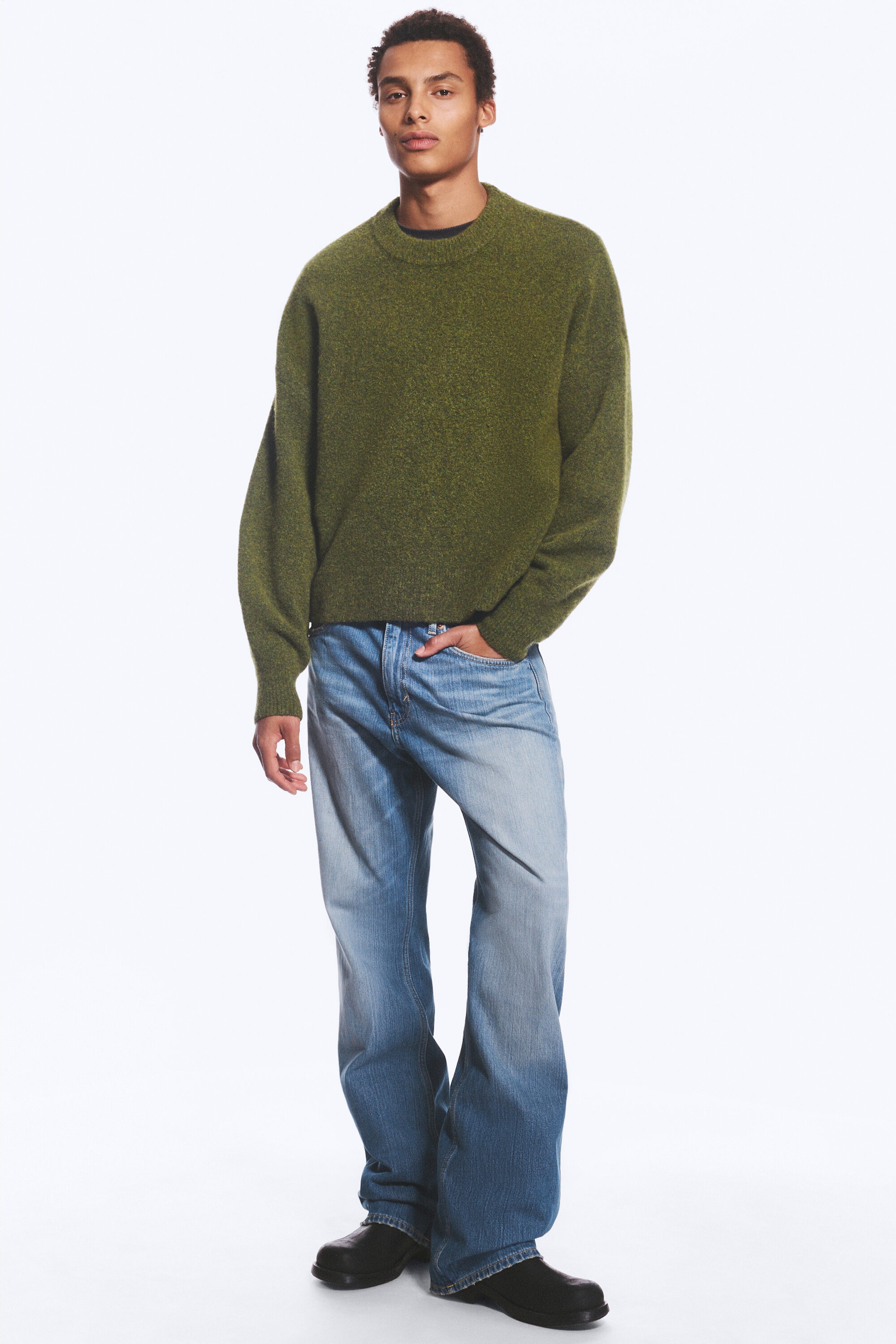 Moss Green - Relaxed Wool-Blend Crew-Neck Sweater - 2