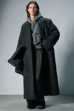 Dark Grey Melange - Logan Hairy Double-Breasted Wool-Blend Coat - 0