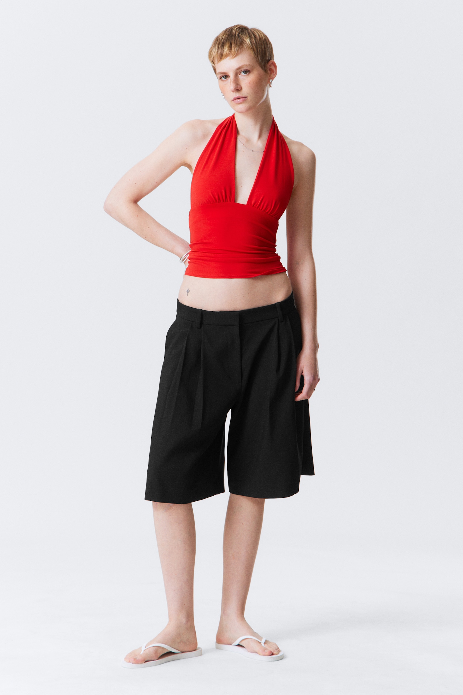 Deep Halterneck Top - Red/Dark Blue/Black/Dark Mole & White Stripes/White/Dusty Grey - 5