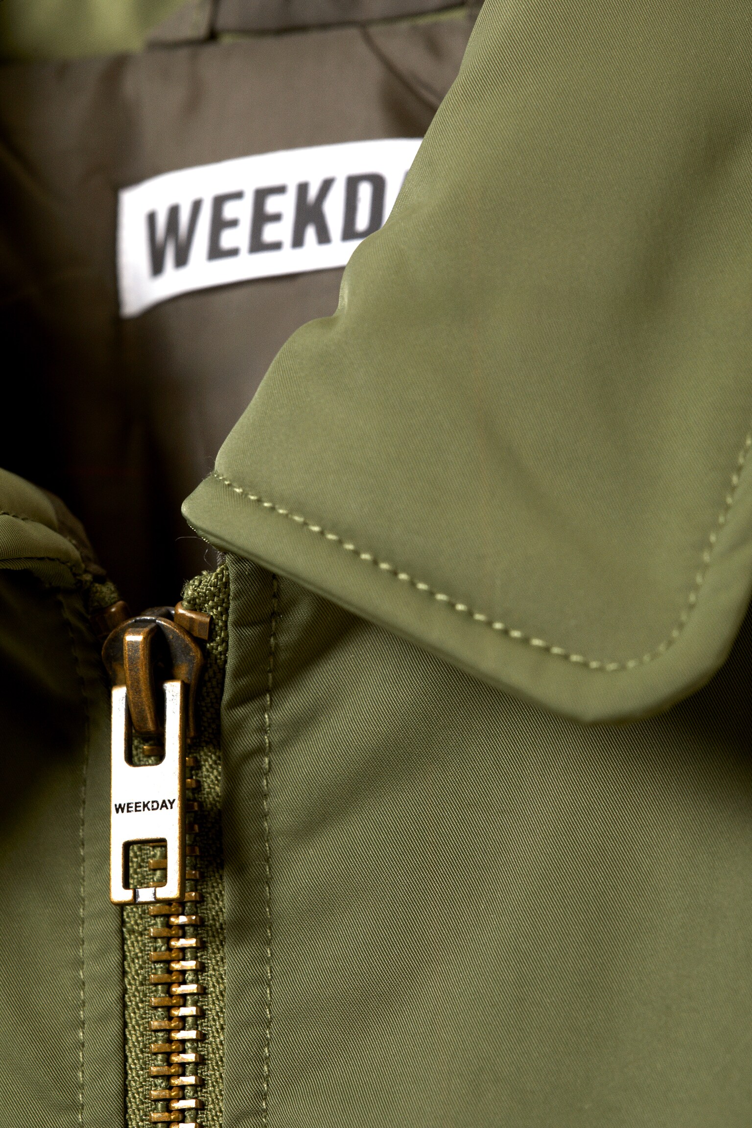 Padded Twill Bomber Jacket - Dusty Olive Green/Black - 6