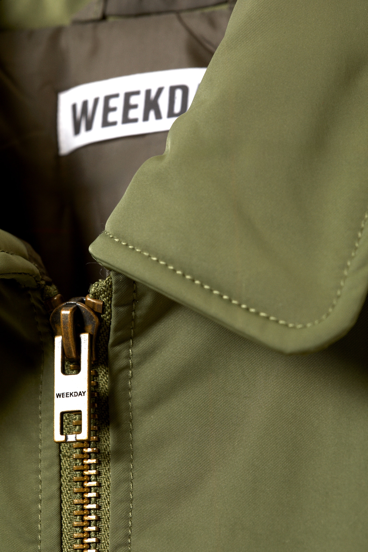 Padded Twill Bomber Jacket - Dusty Olive Green/Zwart - 6