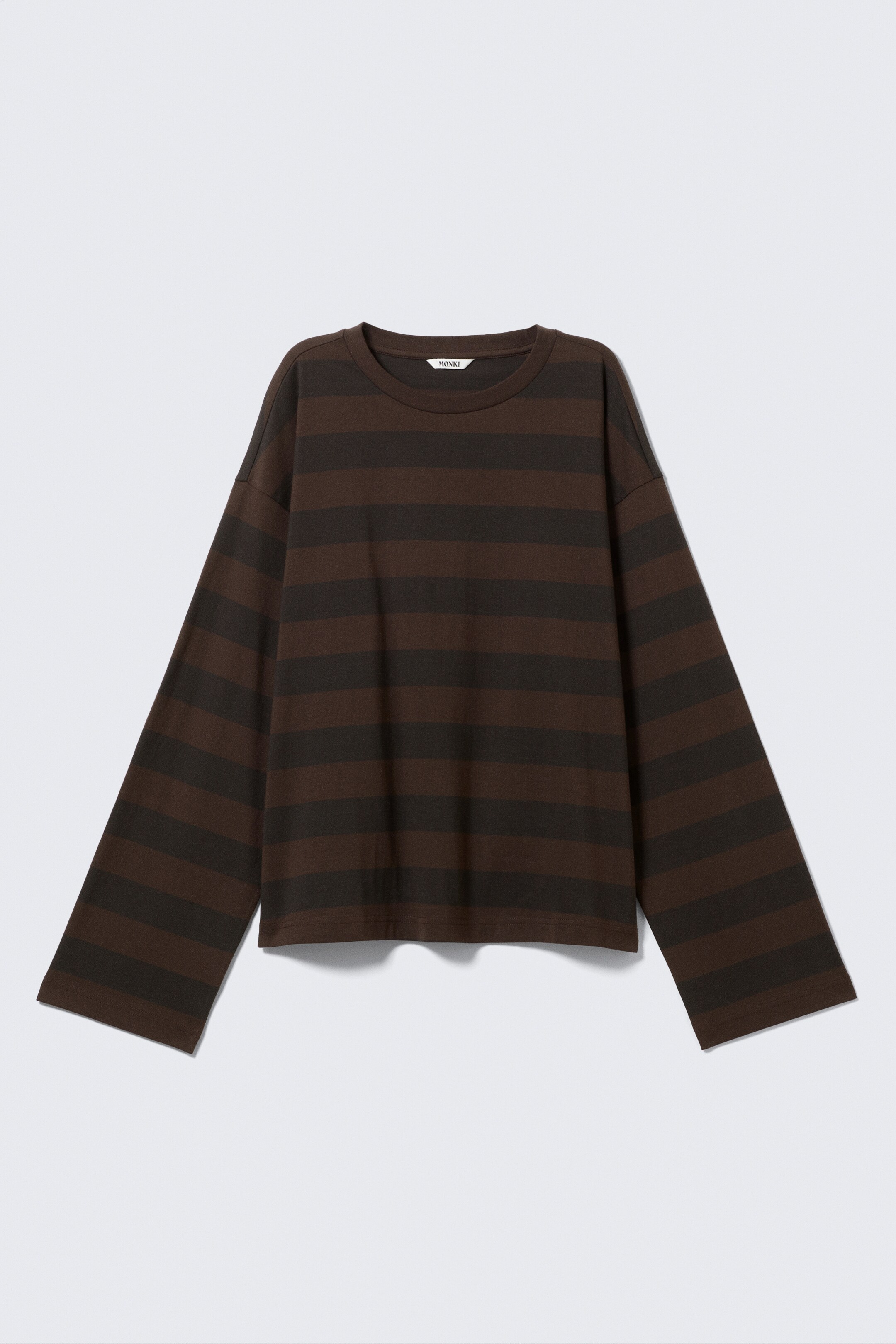 Grotere afbeelding bekijken: Long-Sleeved Cotton T-shirt - Gestreept donkerbruin - DAMES | H&M BE 4