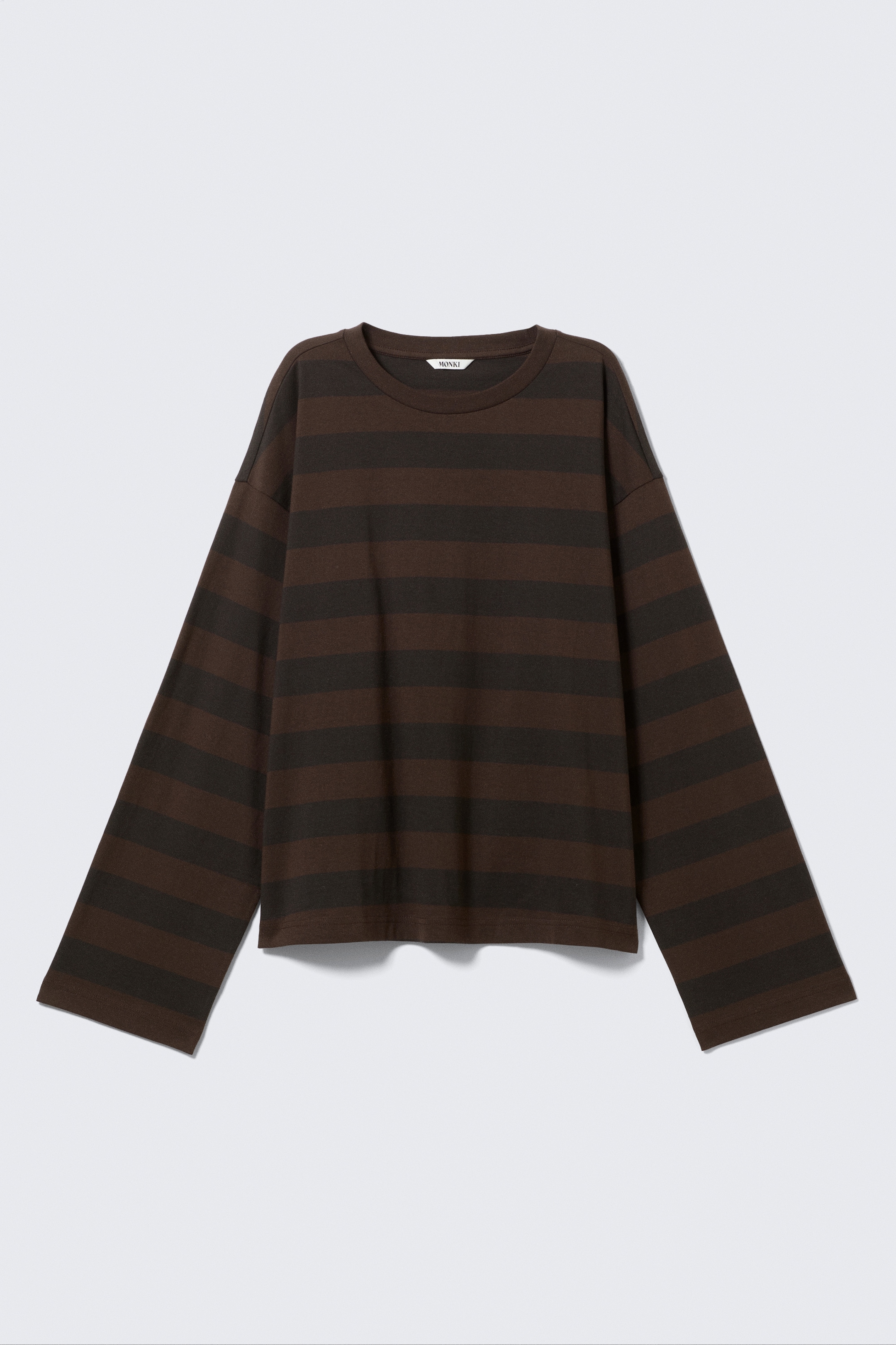 Größeres Bild anzeigen: Longsleeve-Shirt aus Baumwolle - Dunkelbraun gestreift - Ladies | H&M AT 4