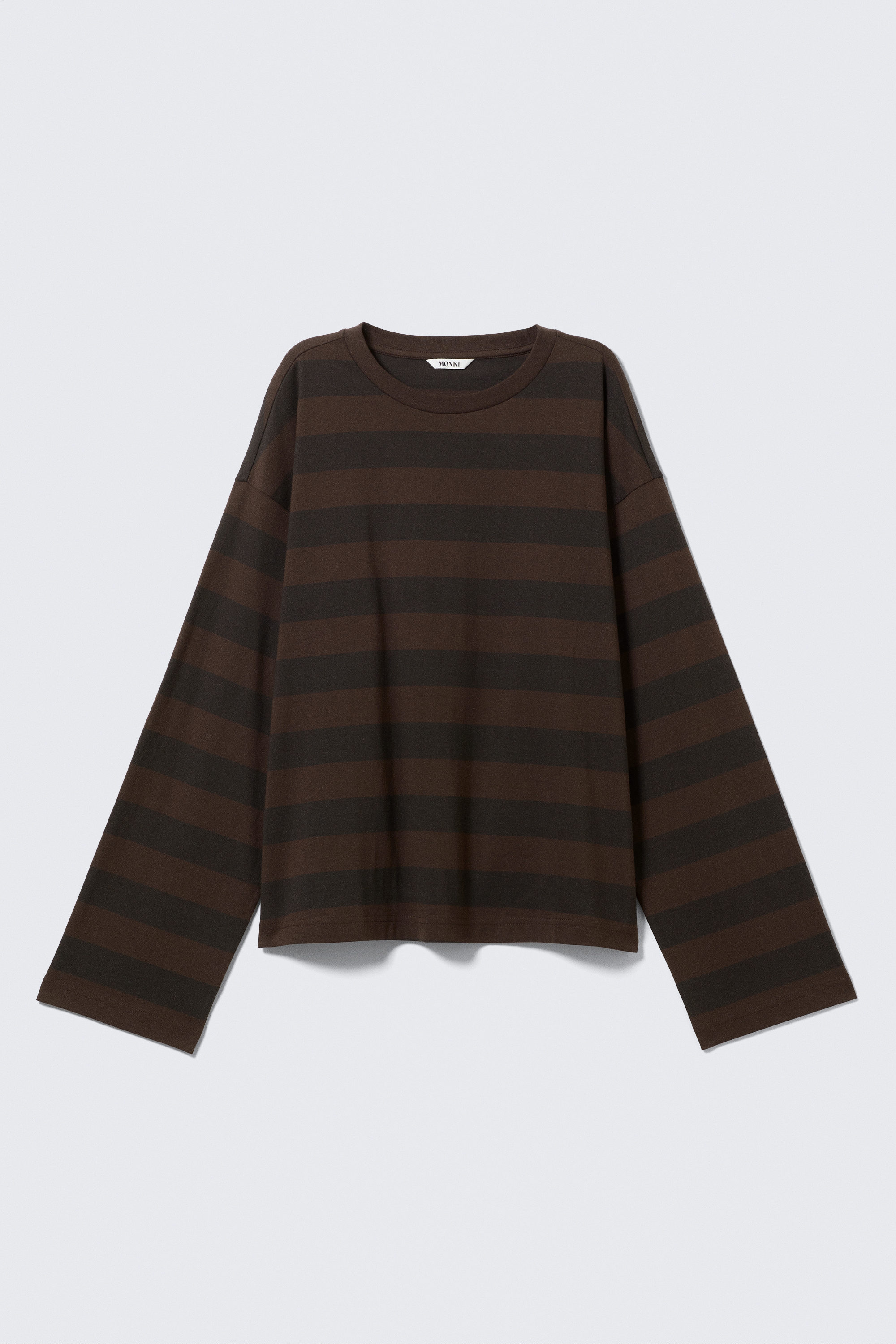 Gestreept donkerbruin - Katoenen T-shirt met lange mouwen - 1
