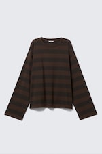 Striped Dark Brown - Long-Sleeved Cotton T-shirt - 0