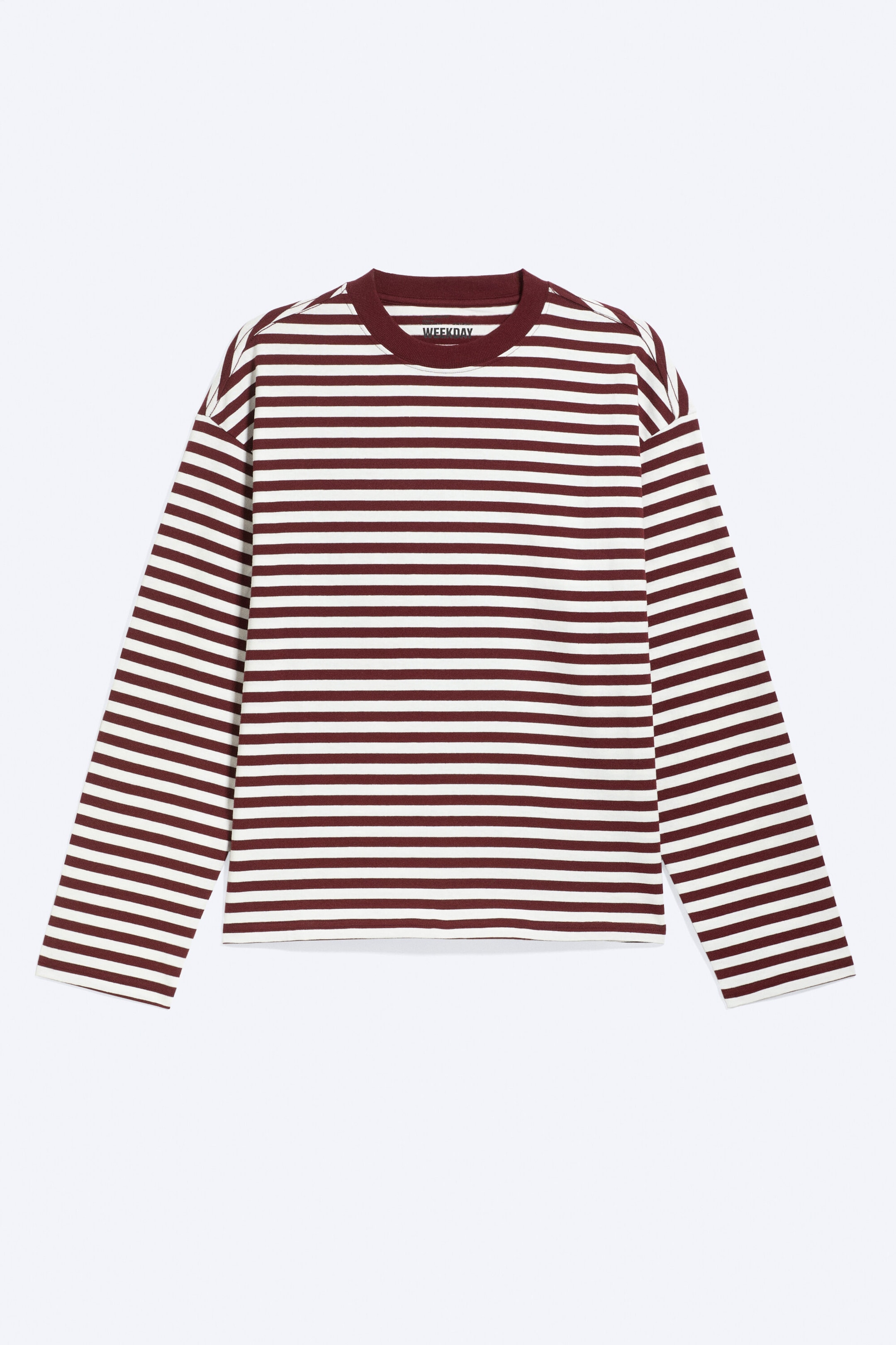 Gestreift in Weiß & Dunkelrot - Boxy Longsleeve mit lockerer Passform - 3