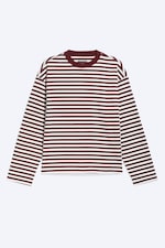 Gestreift in Weiß & Dunkelrot - Boxy Longsleeve mit lockerer Passform - 3