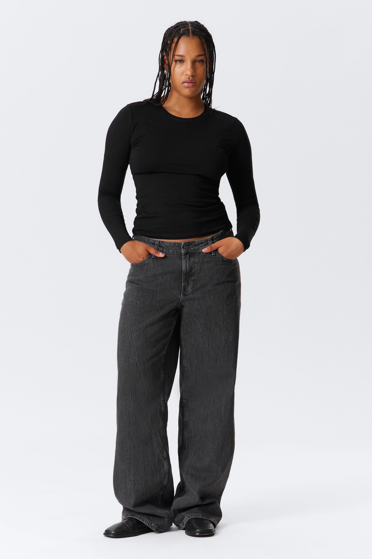Ample Low Waist Loose Wide Leg Jeans - Risso Black - Schwarz/Snow Blue - Hellblau/Kite Blue - Mittelblau/Lip Blue - Hellblau/Ink Black - Schwarz/Gasoline Blue - Mittelblau/Baltic Blue - Dunkelblau/Mine Grey - Dunkelgrau/Blue Stream - Mittelblau/Ice Blue - Hellblau/Cyan Dust - Mittelblau/Lake Blue - Dunkelblau/Mine Blue - Mittelblau