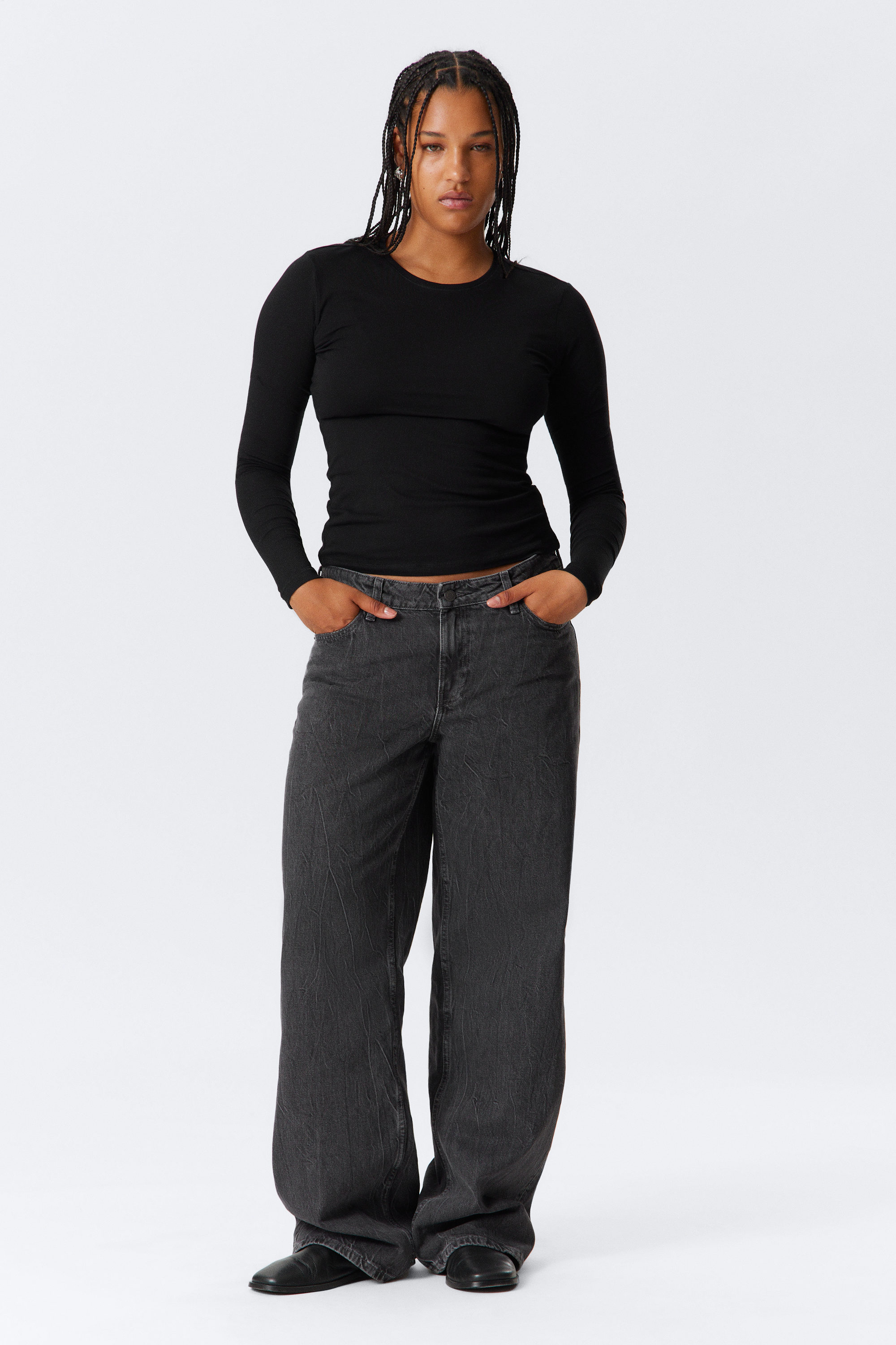 Risso Black - Schwarz - Ample Low Waist Loose Wide Leg Jeans - 1