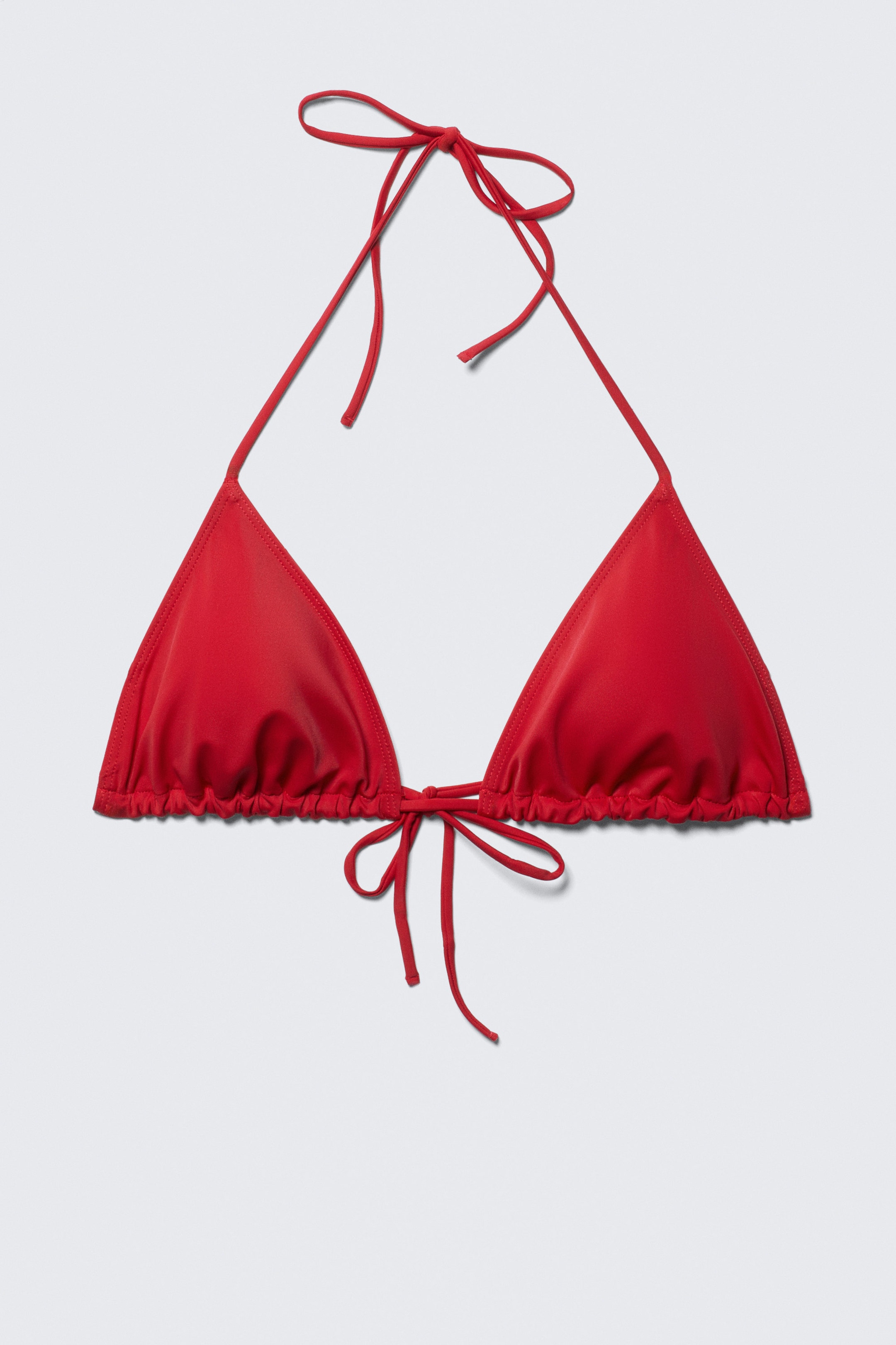 Bright Red - Tie Triangle Bikini Top - 3