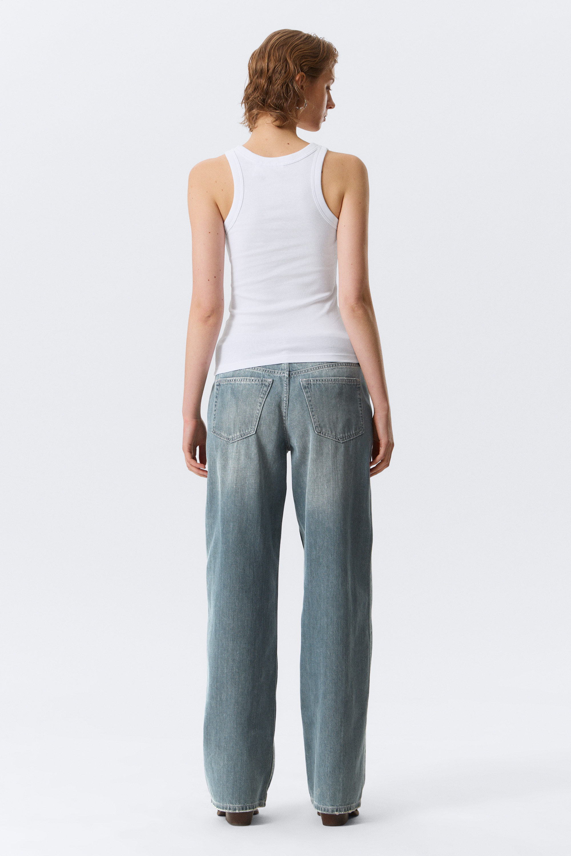 White - Fitted Rib Tank Top - 2