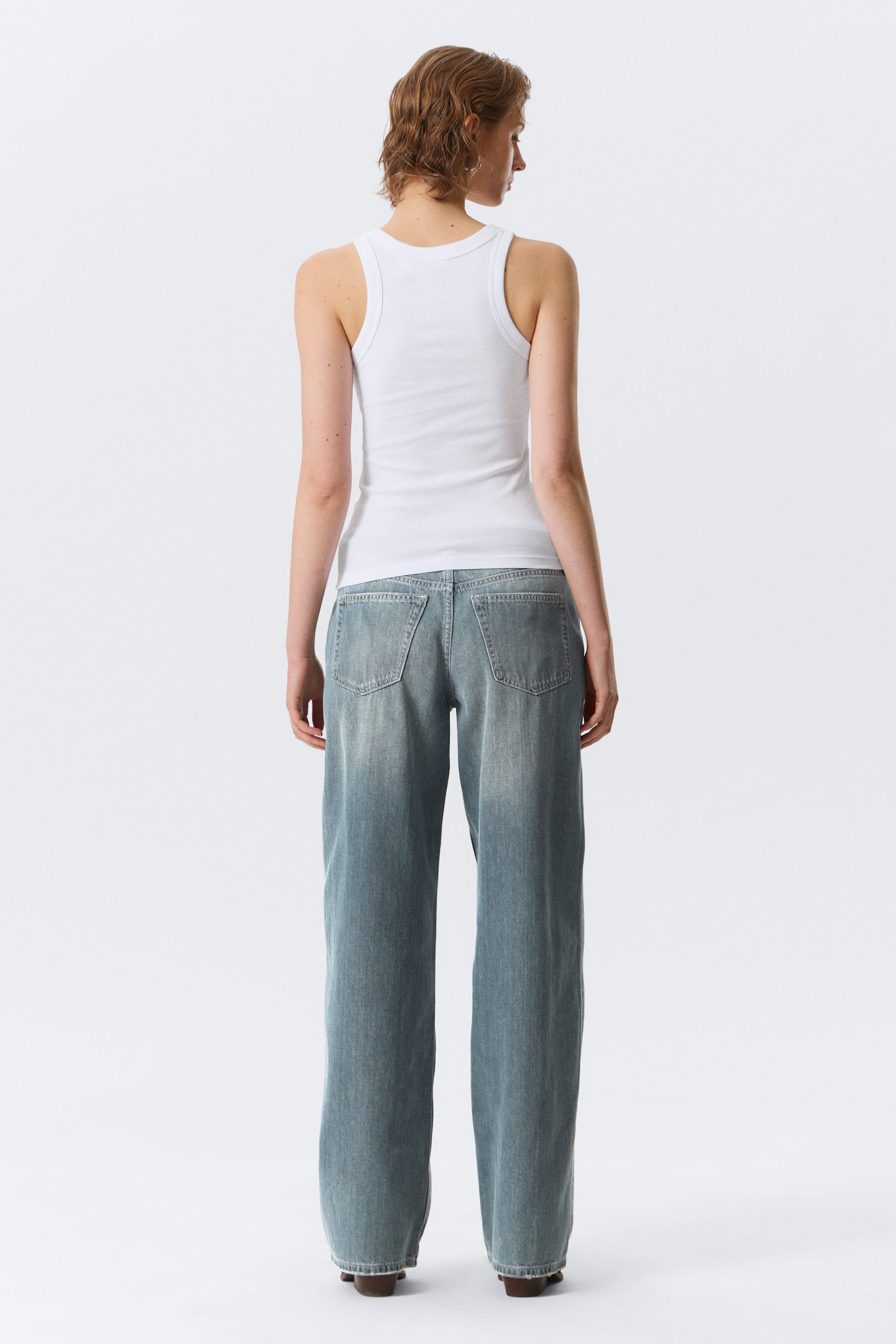 White - Fitted Rib Tank Top - 2