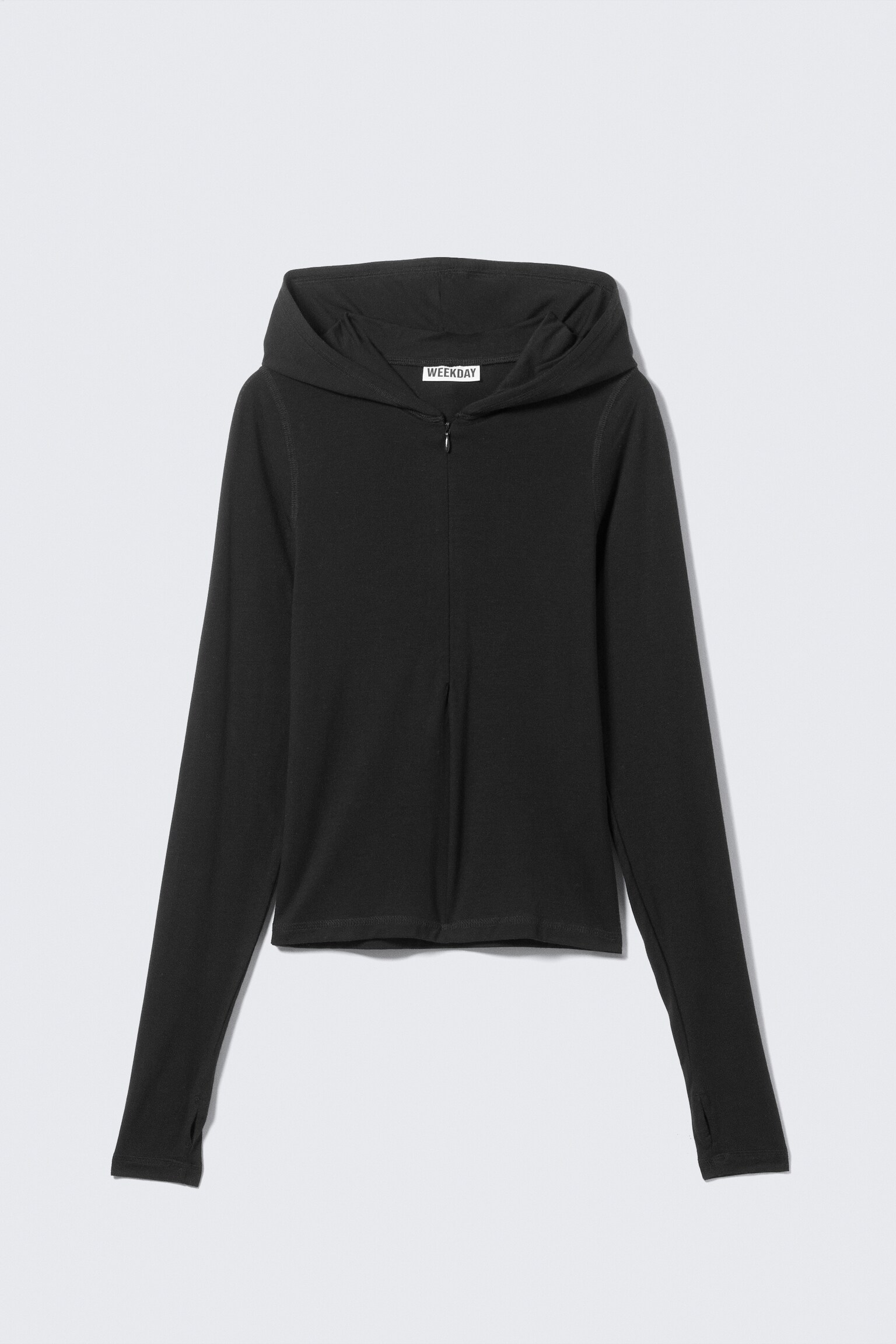 Schmal geschnittener Zip-Hoodie aus Lyocell - Schwarz/Helles Graubraun - 2