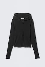 Black - Slim Fit Lyocell Zip Hoodie - 0