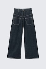 Blue Rinse - Dark Blue - Solar Deconstructed Loose Wide Leg Jeans - 5