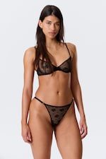 Noir - Lot de 2 strings en dentelle transparente - 0