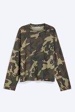 Khaki Green - Camo - Kastiges Langarmshirt mit Grafikprint - 0
