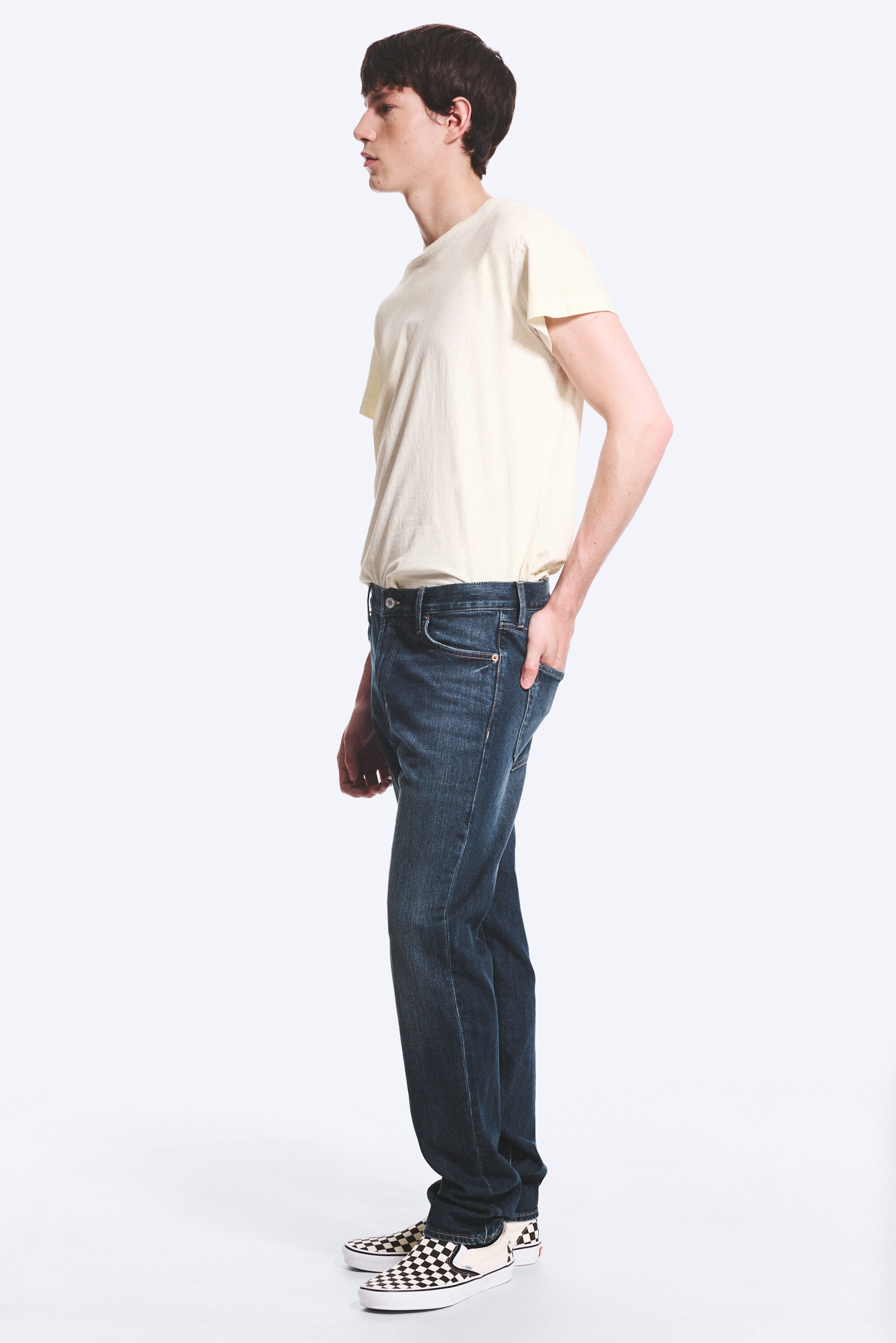 Deep Sea Blue - Dark Blue - Orion Mid Rise Slim Fit Straight Jeans - 2