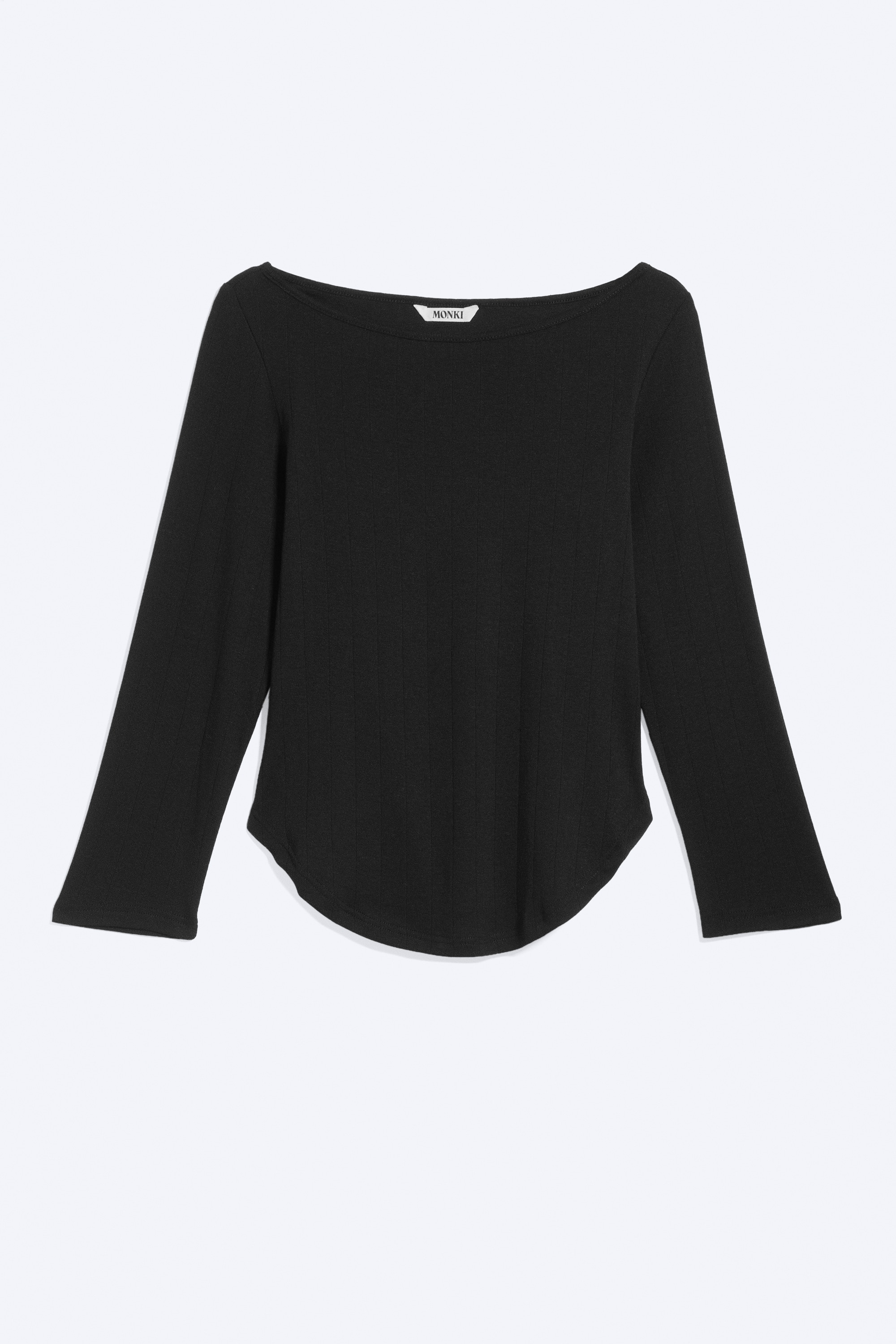 Top à col bateau et manches trois‑quarts - Noir/Bleu Clair Poudré/Rose Poudré