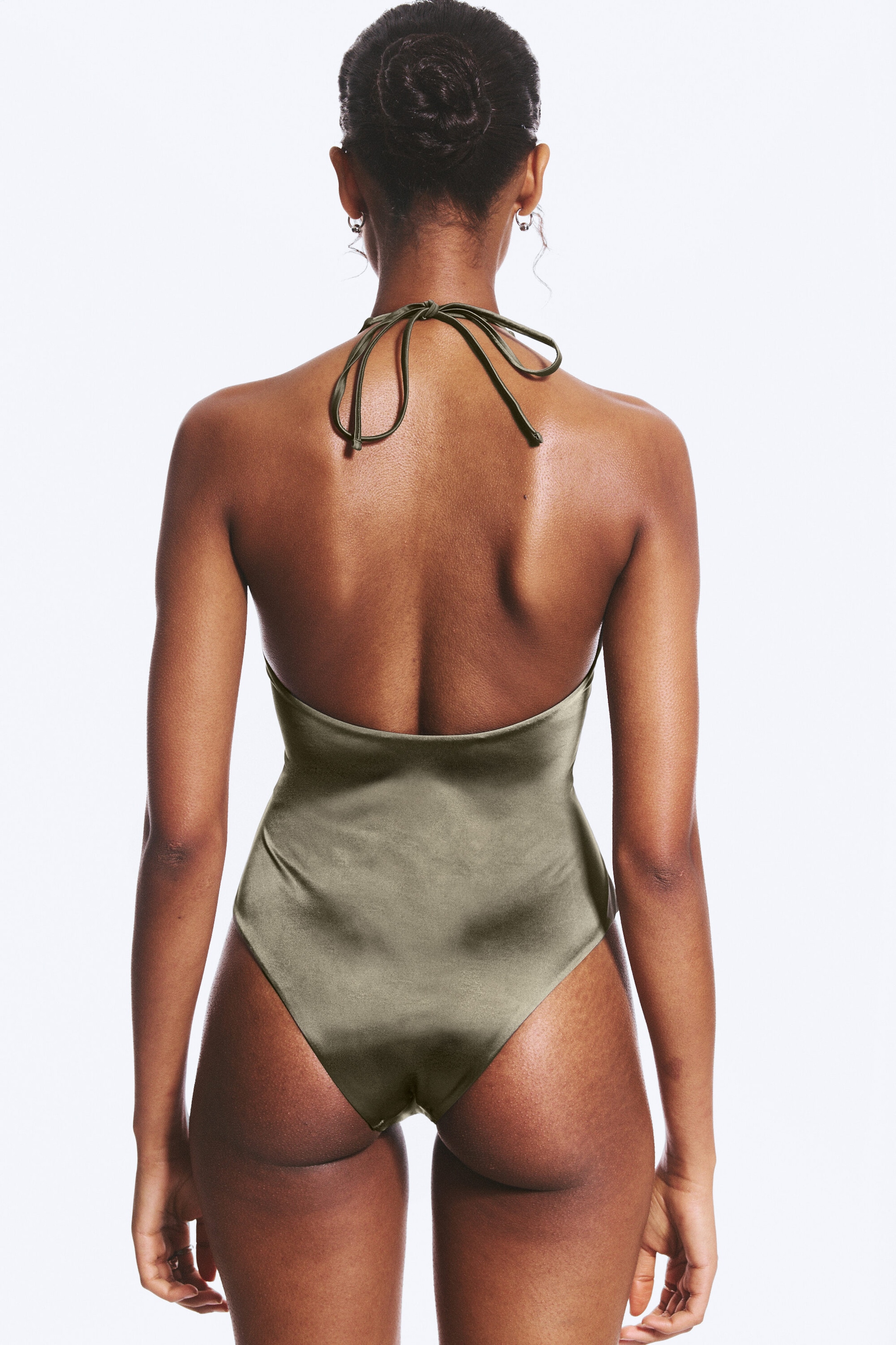 Dusty Grey - Plunge Swimsuit - 2