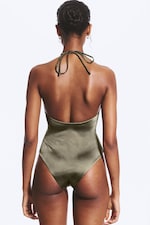 Dusty Grey - Plunge Swimsuit - 2