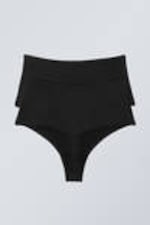 Zwart - Set van 2 zachte Soul strings met hoge taille - 1
