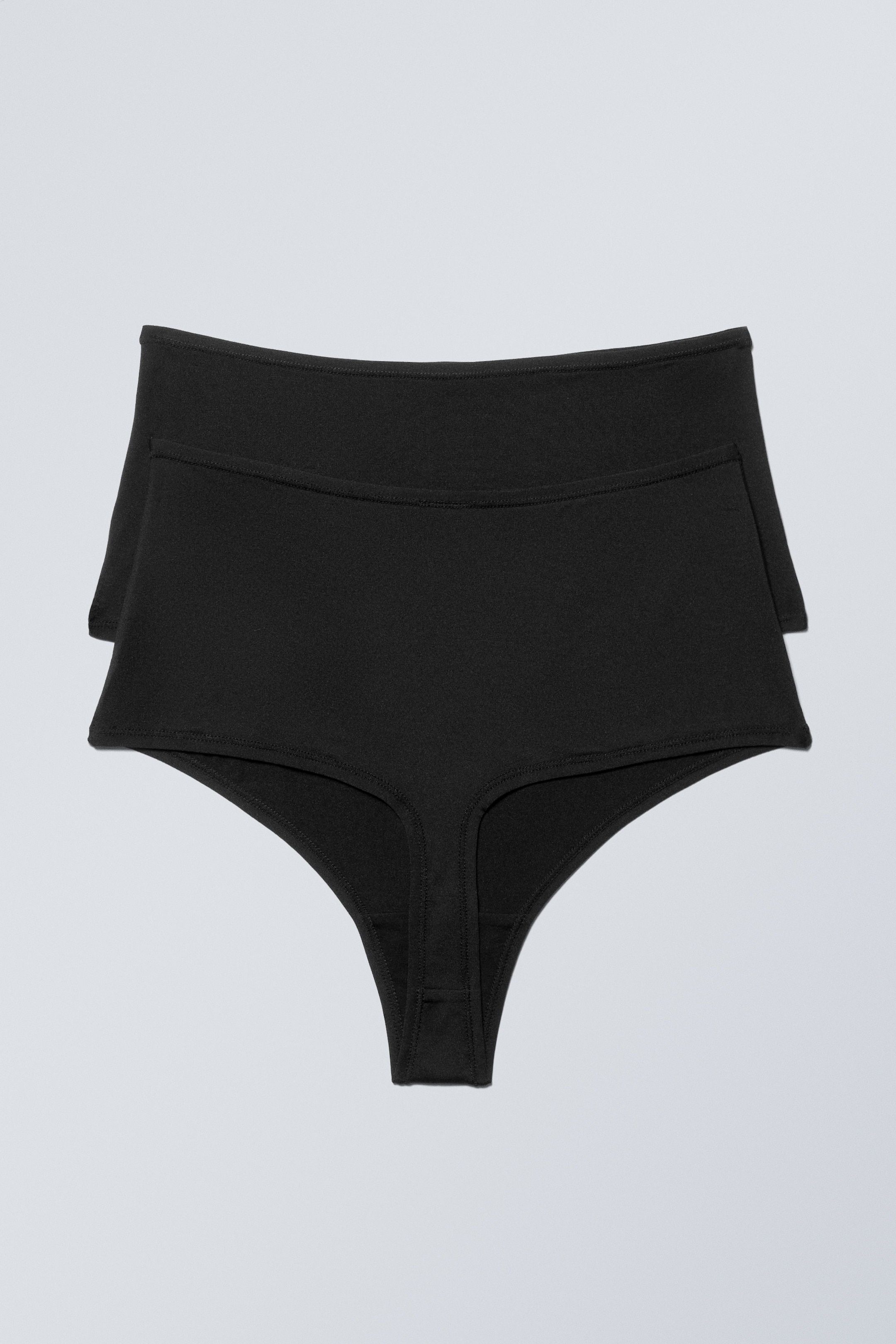 Zwart - Set van 2 zachte Soul strings met hoge taille - 2