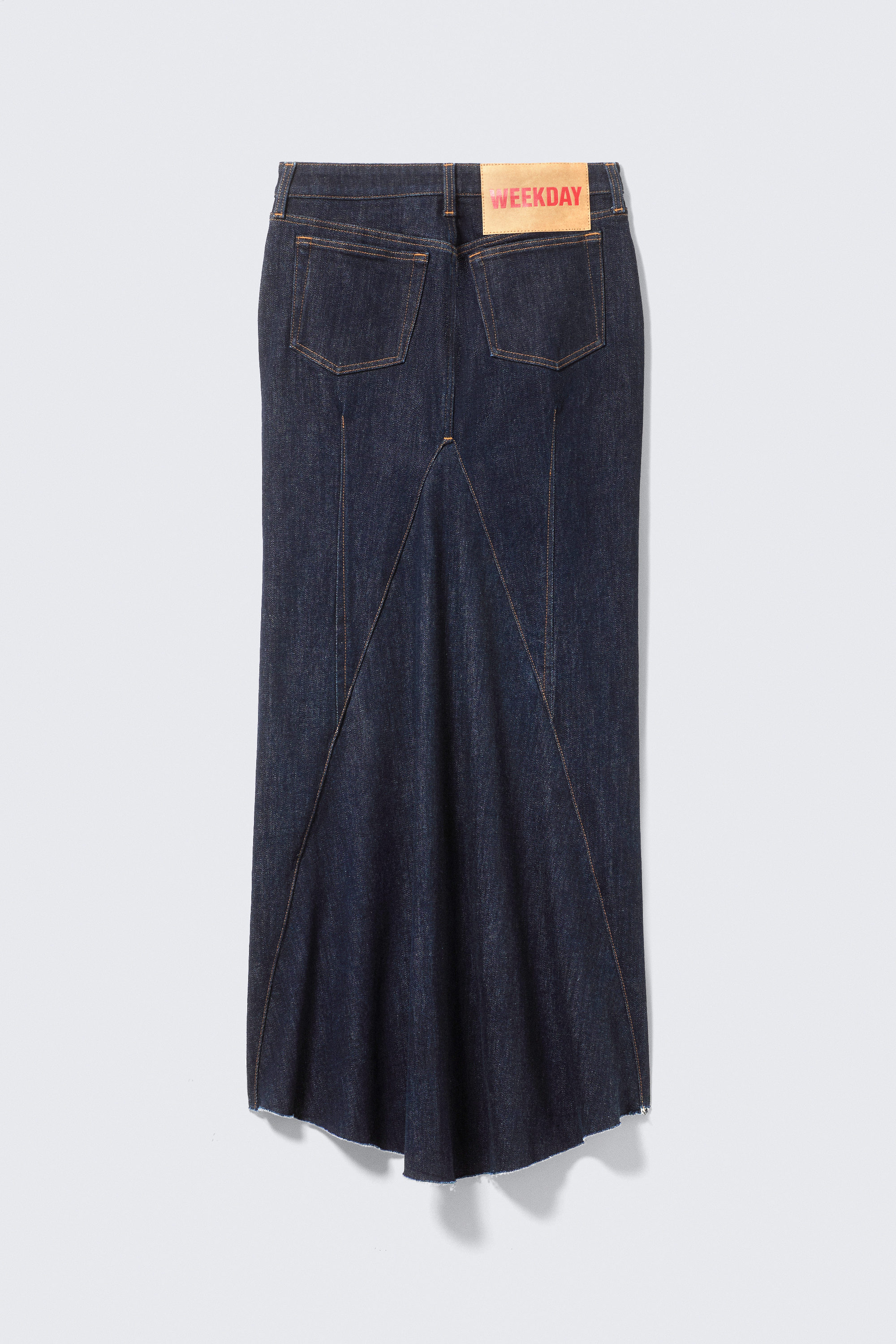 Blue Rinse - Dark Blue - Mid Rise Fitted Denim Maxi Skirt - 6