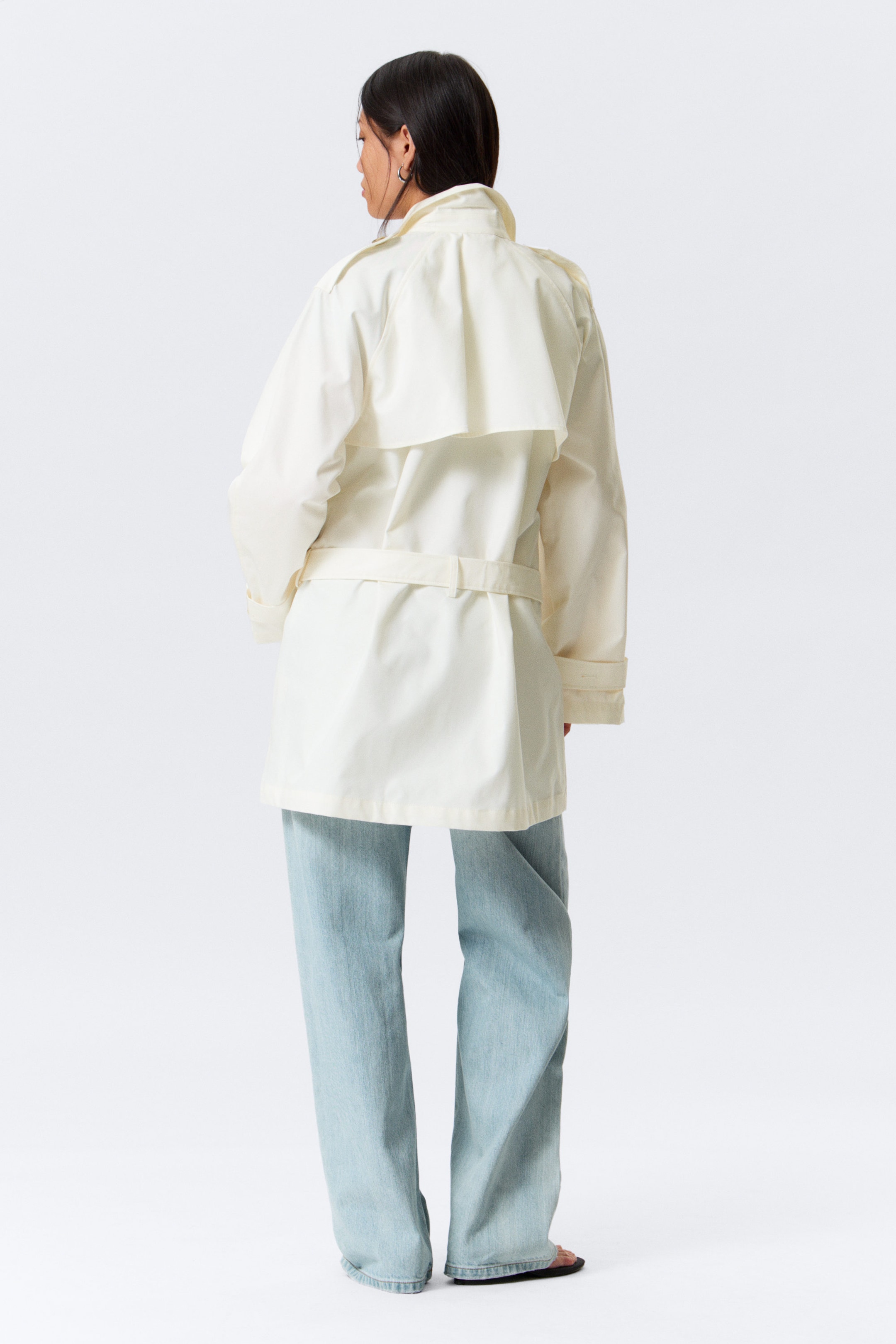 White - ROSABEL LOOSE SINGLE-BREASTED TRENCH COAT - 4