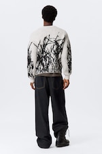 White - Black Graphic - Graphic Knitted Wool-Blend Sweater - 3