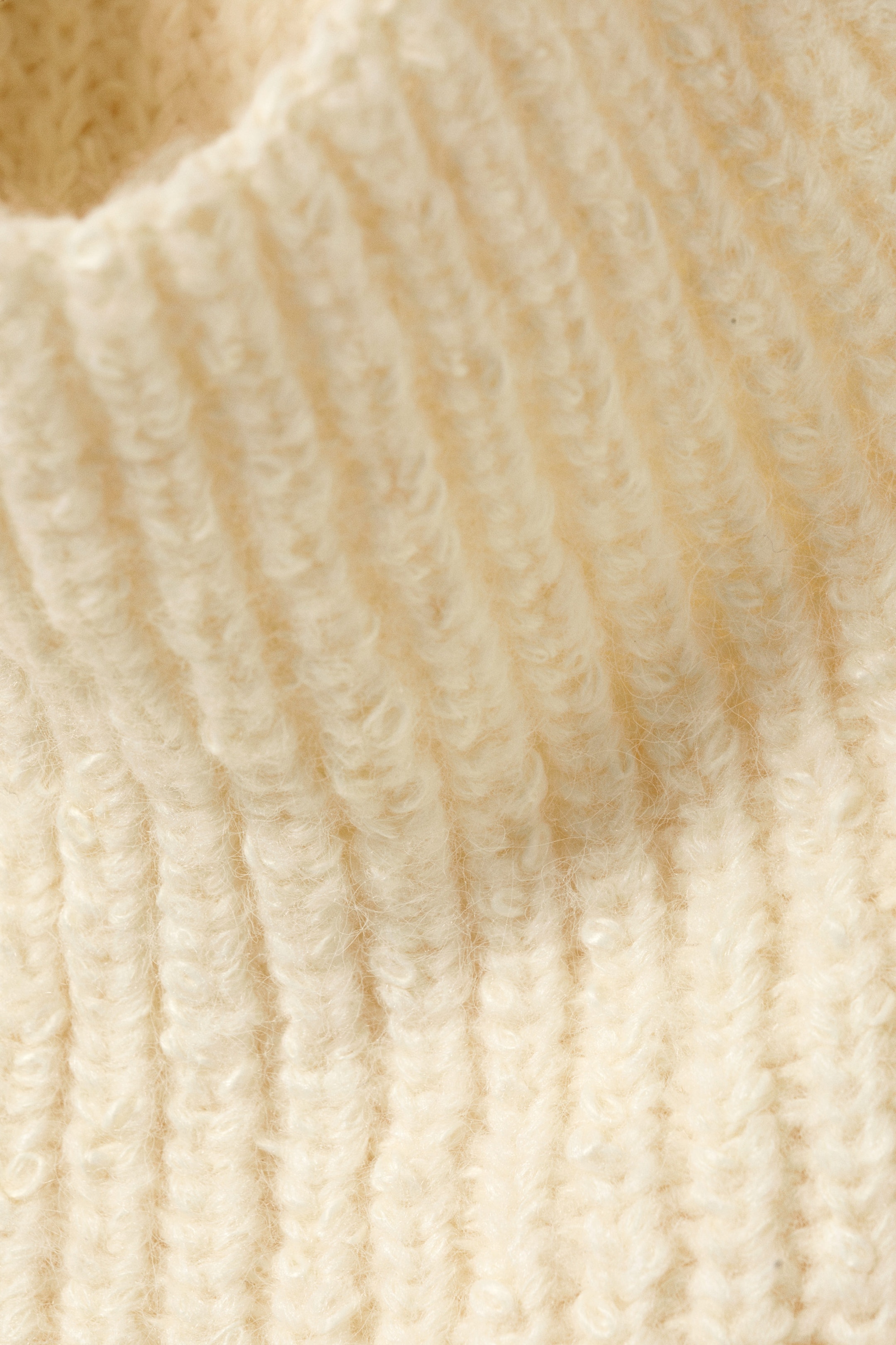 Light Yellow - Oversized Knitted Turtleneck Sweater - 4